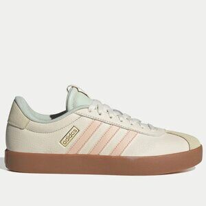 Adidas VL Court 3.0 Shoes - Wonder White/Powder Coral/Linen Green Size 8W